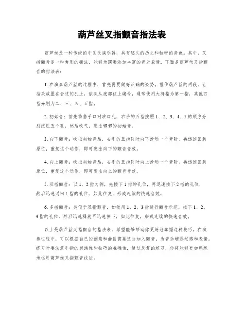 葫芦丝叉指颤音指法表