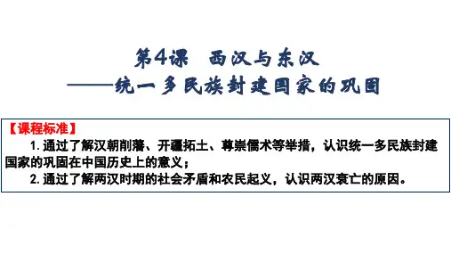 第4课西汉与东汉——统一多民族封建国家的巩固+课件--高一上学期统编版必修中外历史纲要上册