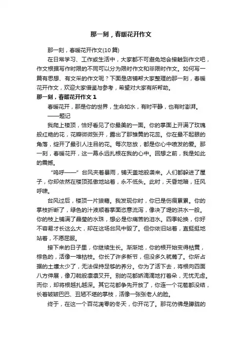 那一刻，春暖花开作文