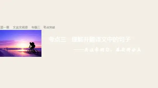 2017版高考语文人教版(全国)一轮复习课件文言文阅读 第一章 专题三考点突破(考点三理解并翻译
