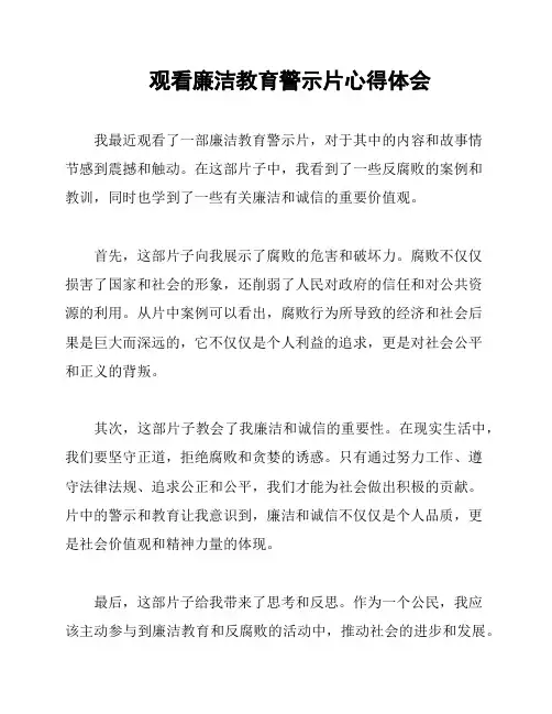 观看廉洁教育警示片心得体会