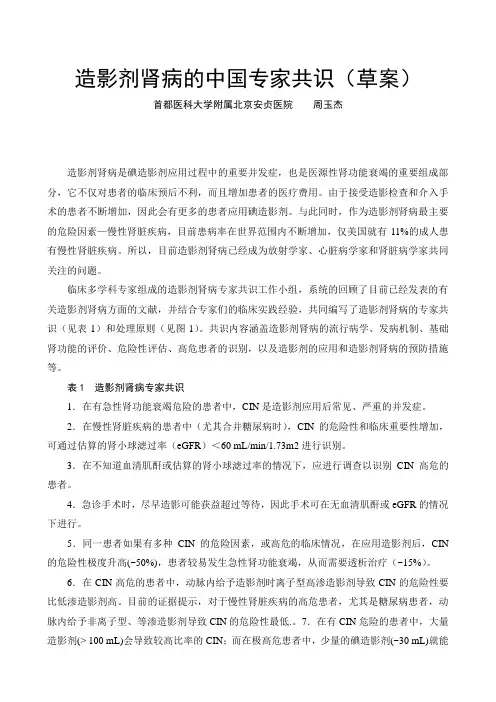 造影剂肾病的中国专家共识(草案)
