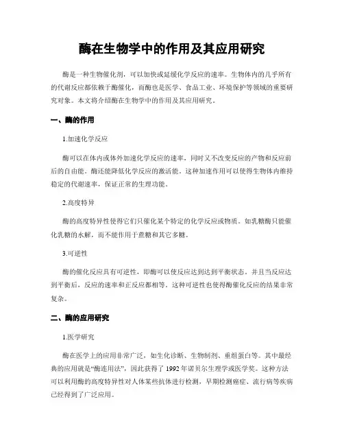 酶在生物学中的作用及其应用研究