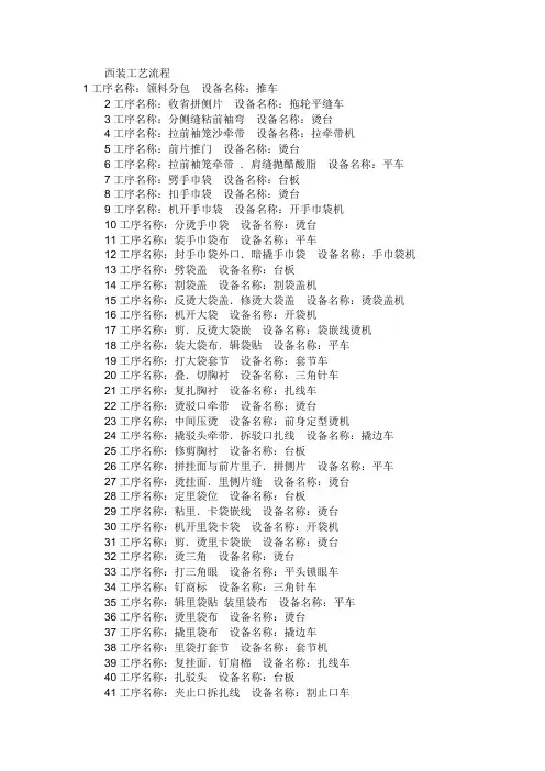 西装工艺流程