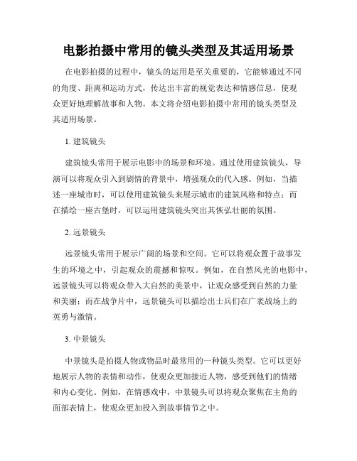 电影拍摄中常用的镜头类型及其适用场景