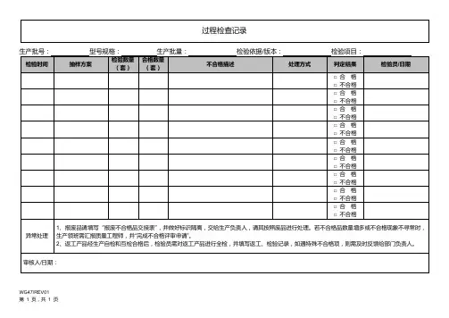 ISO13485体系过程检验记录表