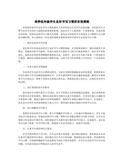 培养低年级学生良好书写习惯的有效策略