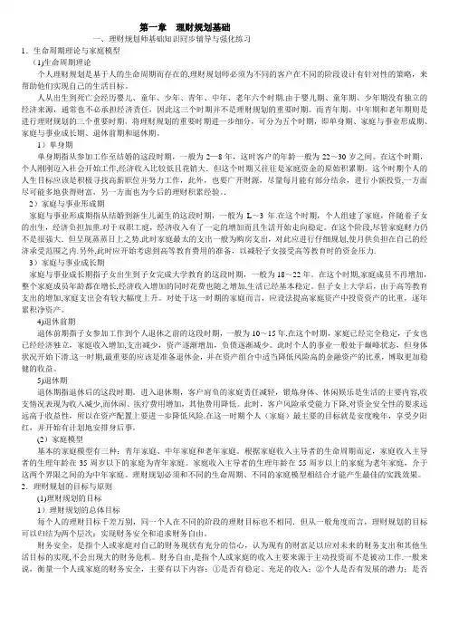 《理财规划师各章知识要点》