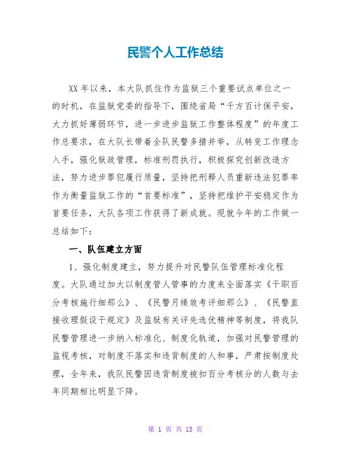 民警个人工作总结