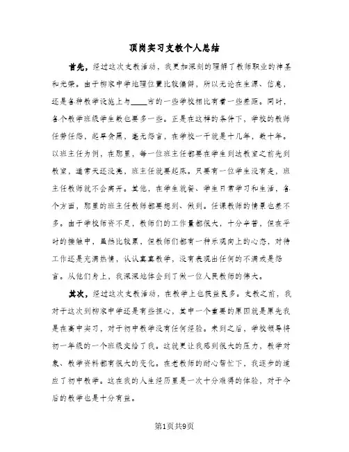 顶岗实习支教个人总结(4篇)