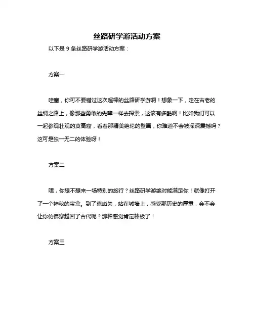 丝路研学游活动方案