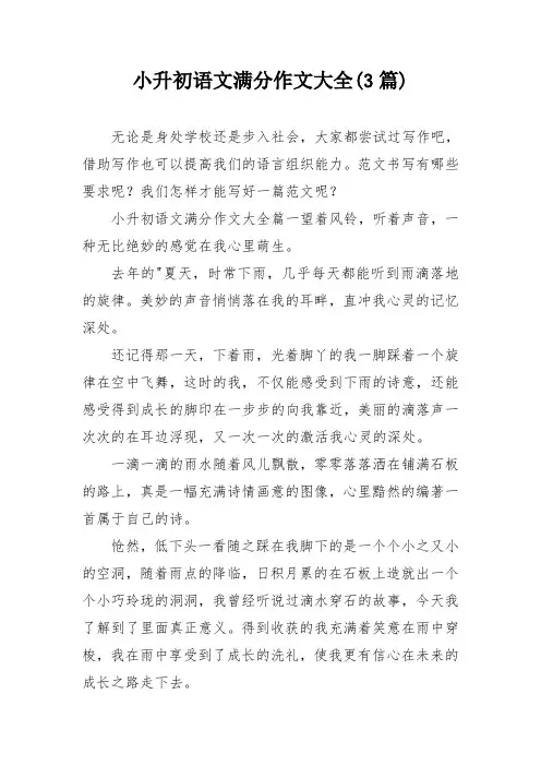 小升初语文满分作文大全(3篇)