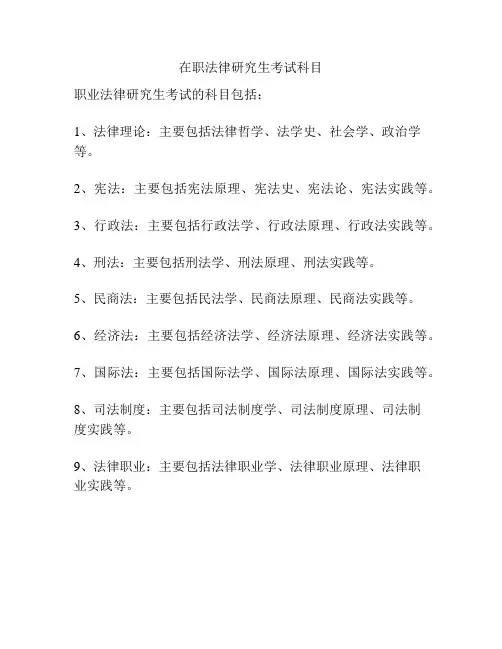 在职法律研究生考试科目