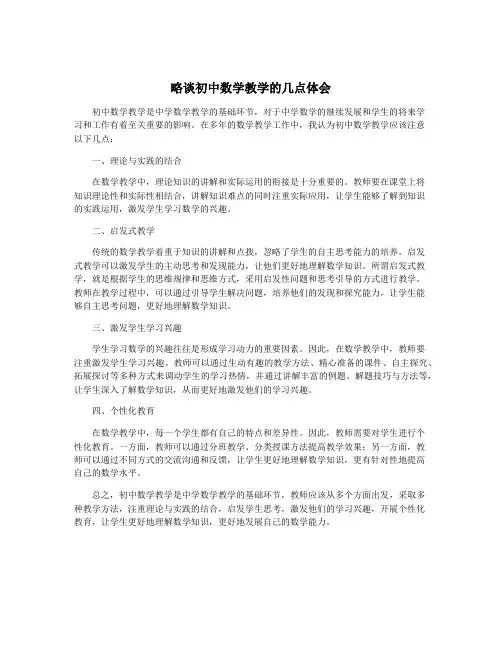 略谈初中数学教学的几点体会