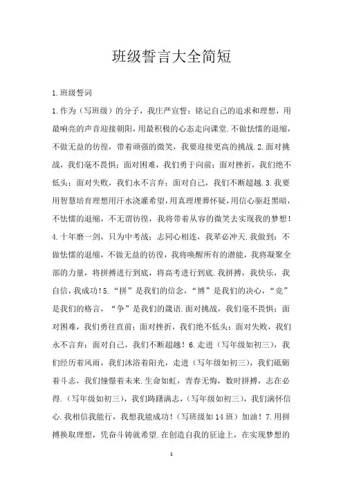 班级誓言大全简短_1