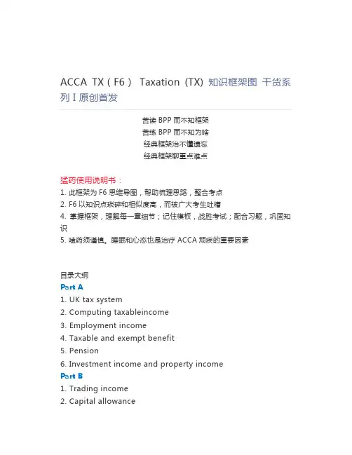 ACCA TX(F6) Taxation (TX) 知识框架图 干货系列 I 原创首发
