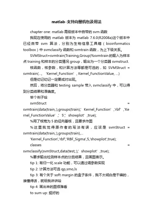 matlab-支持向量机包及用法