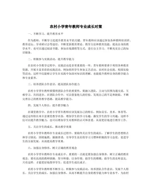 农村小学青年教师专业成长对策