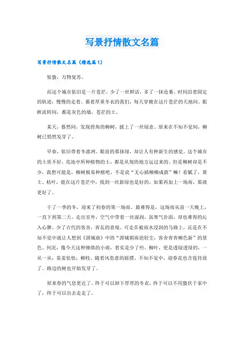 写景抒情散文名篇