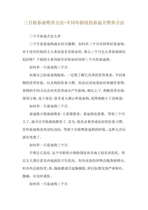 三月龄泰迪喂养方法-不同年龄段的泰迪犬喂养方法