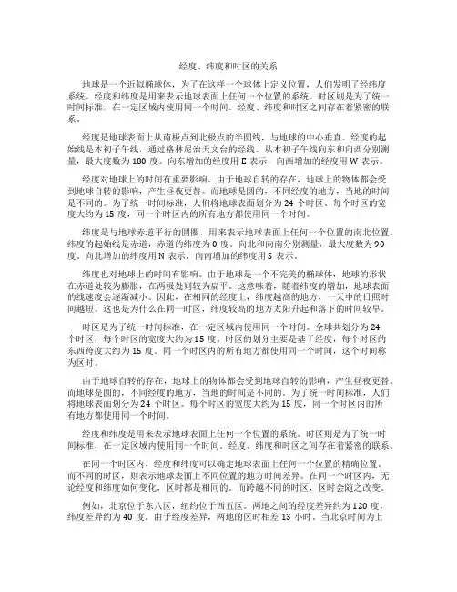 经度、纬度和时区的关系