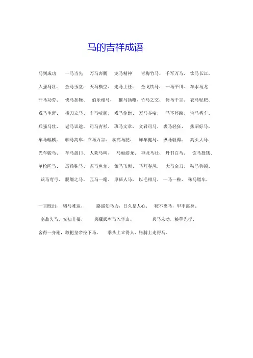 马的吉祥成语