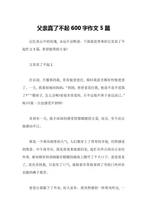 父亲真了不起600字作文5篇