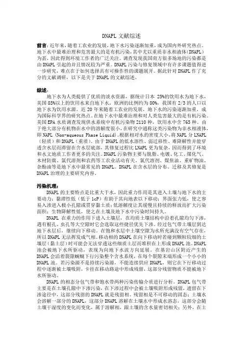 DNAPL文献综述