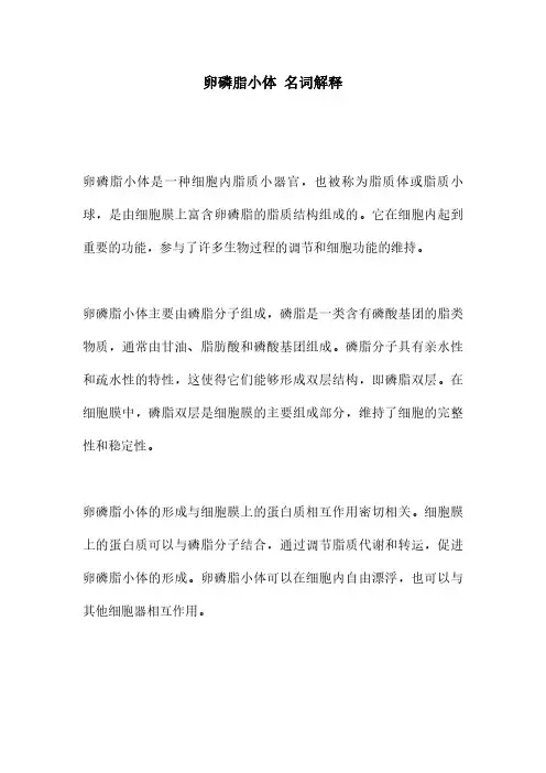 卵磷脂小体 名词解释