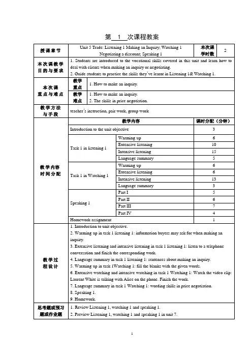 职业英语听说1unit 5