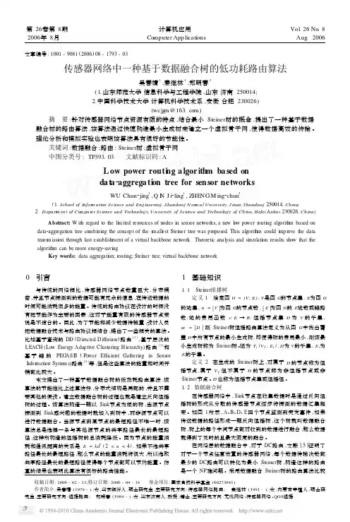 传感器网络中一种基于数据融合树的低功耗路由算法