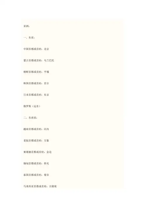 全世界各个国家的首都