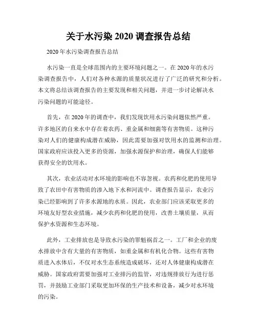 关于水污染2020调查报告总结