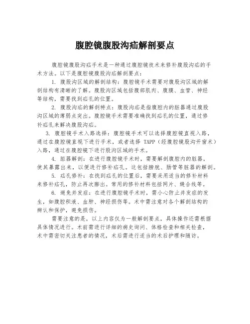 腹腔镜腹股沟疝解剖要点