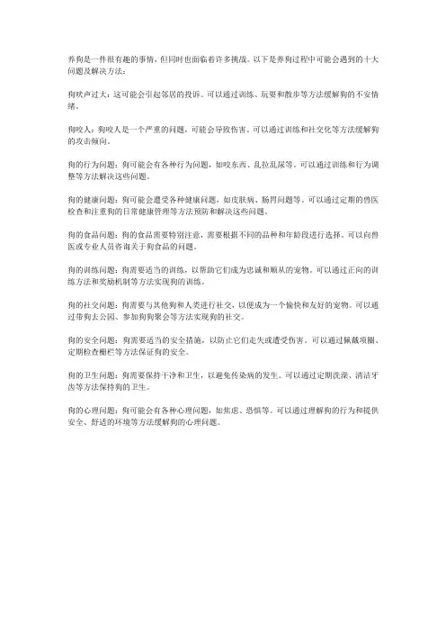 养狗十大问题及解决方法