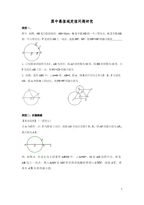 初中数学圆中最值定值问题专题(推荐)