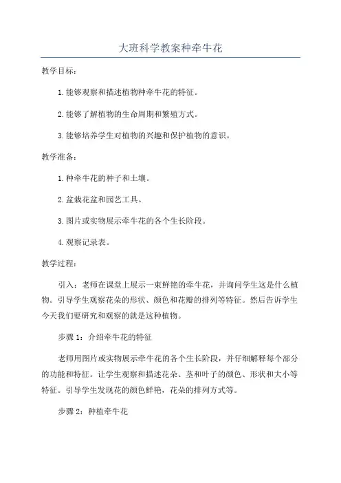 大班科学教案种牵牛花