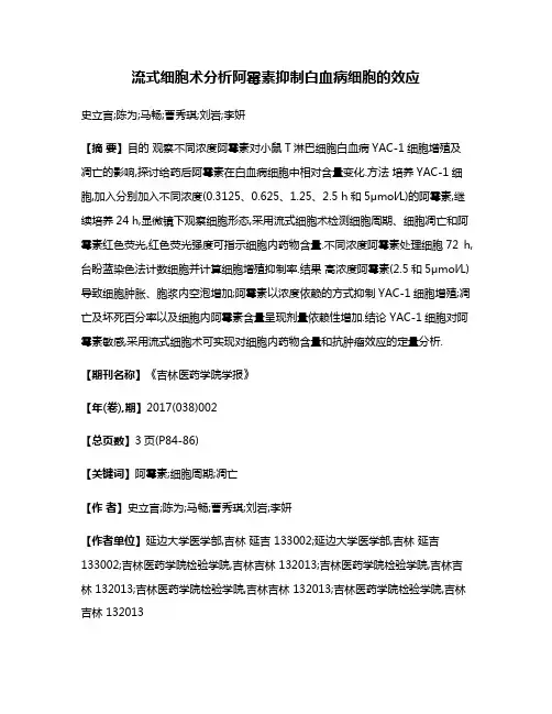 流式细胞术分析阿霉素抑制白血病细胞的效应