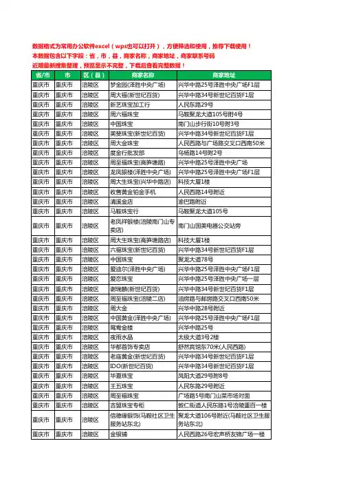 2020新版重庆市重庆市涪陵区珠宝工商企业公司商家名录名单黄页联系电话号码地址大全59家