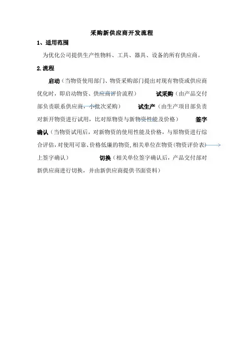 采购新供应商开发流程