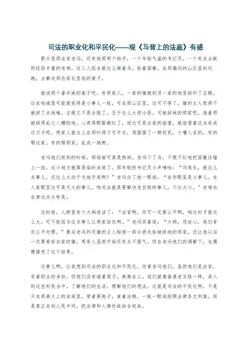 司法的职业化和平民化——观《马背上的法庭》有感