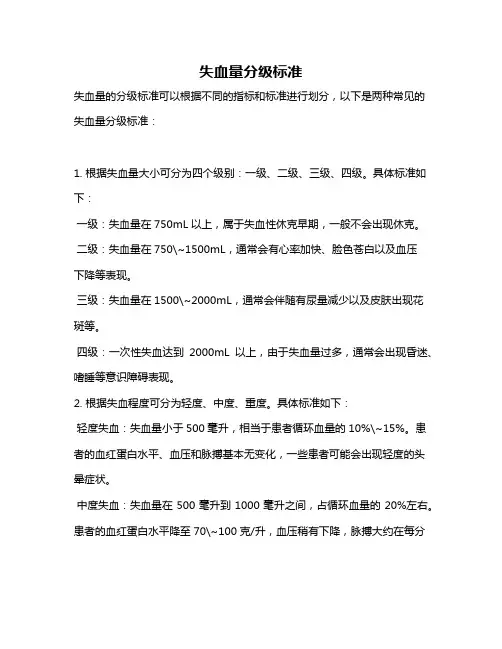 失血量分级标准