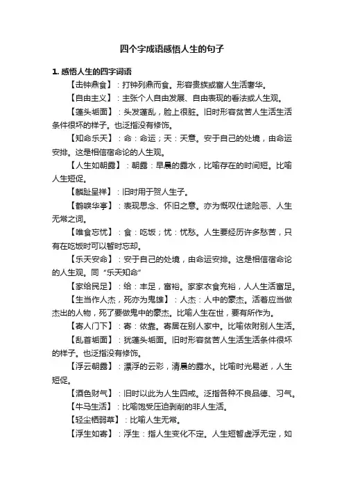 四个字成语感悟人生的句子