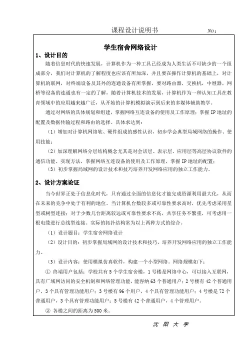 计算机网络课程设计(学生宿舍网络设计)
