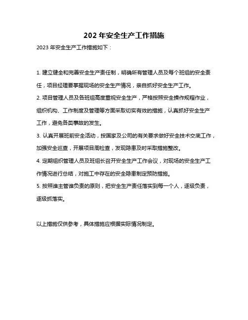 202年安全生产工作措施