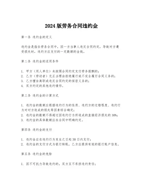 2024版劳务合同违约金