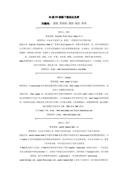 30款PS滤镜下载地址免费