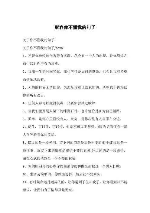 形容你不懂我的句子