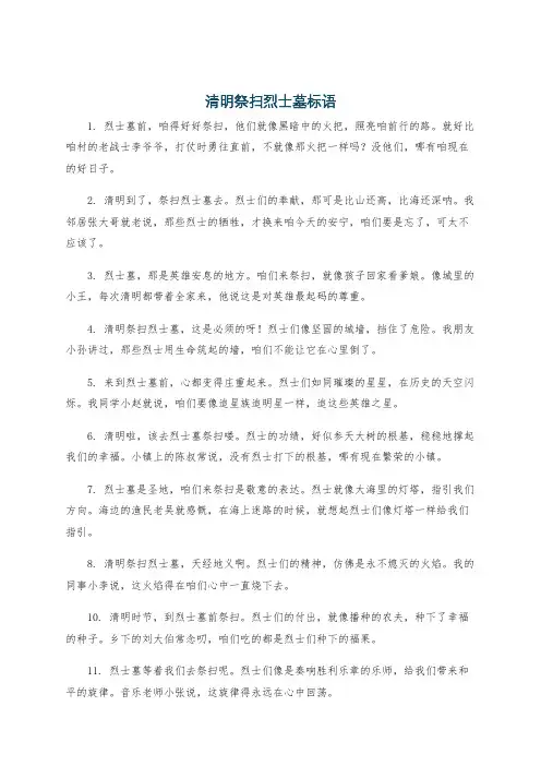 清明祭扫烈士墓标语