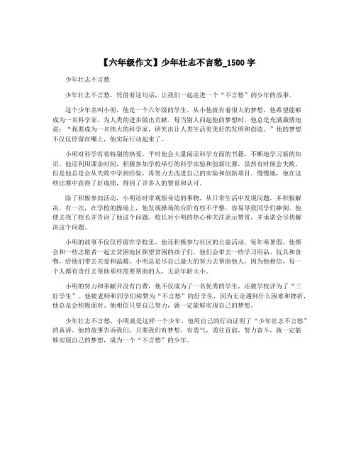 【六年级作文】少年壮志不言愁_1500字